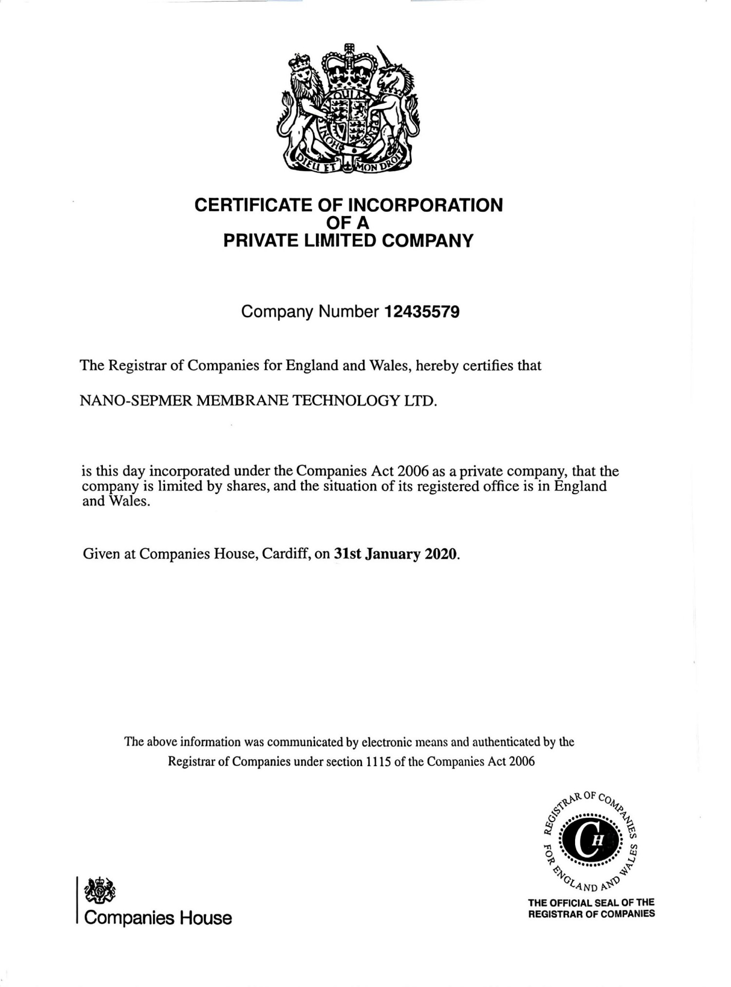 UK company registration documents